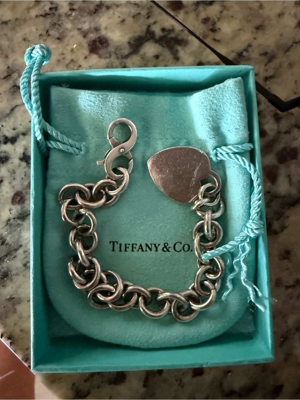 Vintage Tiffany & Co. Sterling Silver Heart Tag Link Bracelet